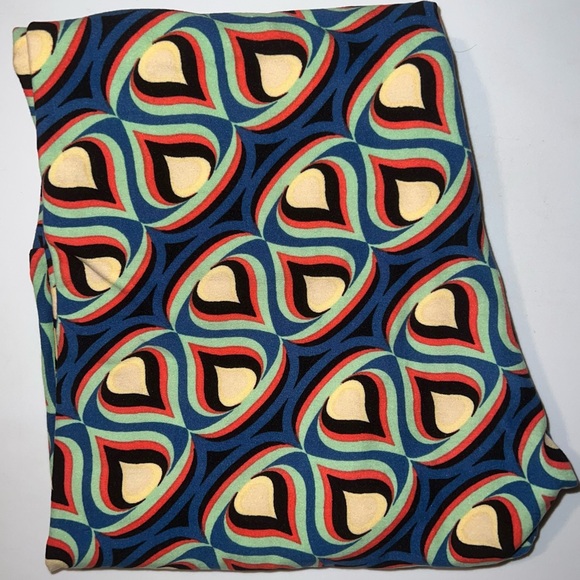 NWOT Lularoe One Size Leggings (peacock / flame / fire vibes) - Picture 1 of 3